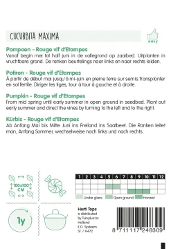 Hortitops Pompoenen Rouge Vif D' Etampes - Groentezaden - 3 g