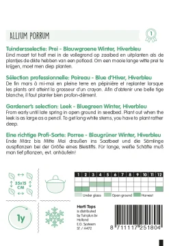 Hortitops Prei Blauwgroene Winter - Sel. Hiverbleu - Groentezaden - 3 g