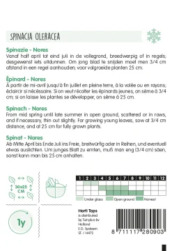 Hortitops Spinazie Nores - Groentezaden - 15 g