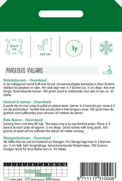 Hortitops Stokslabonen Overvloed - Type Rentegever - Groentezaden - 100 g