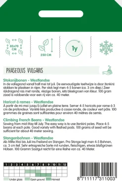 Hortitops Stokslabonen Westlandse Dubbele - Zonder Draad - Groentezaden - 100 g