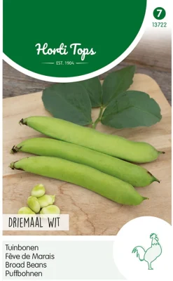 Hortitops Tuinbonen Driemaal Wit - Groentezaden - 250 g