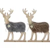 House Of Seasons Houten Hert 2 Ass - Decoratie - 30x5x37 cm Bruin Grijs