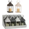 House Of Seasons Lantaarn Met Verlichting 2 Ass - Verlichting - 11x11x23 cm Wit Grijs