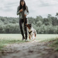 Hunter Verstelbare Looplijn Leder Donkerbruin - Hondenriem