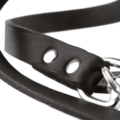 Hunter Verstelbare Looplijn Leder Zwart - Hondenriem