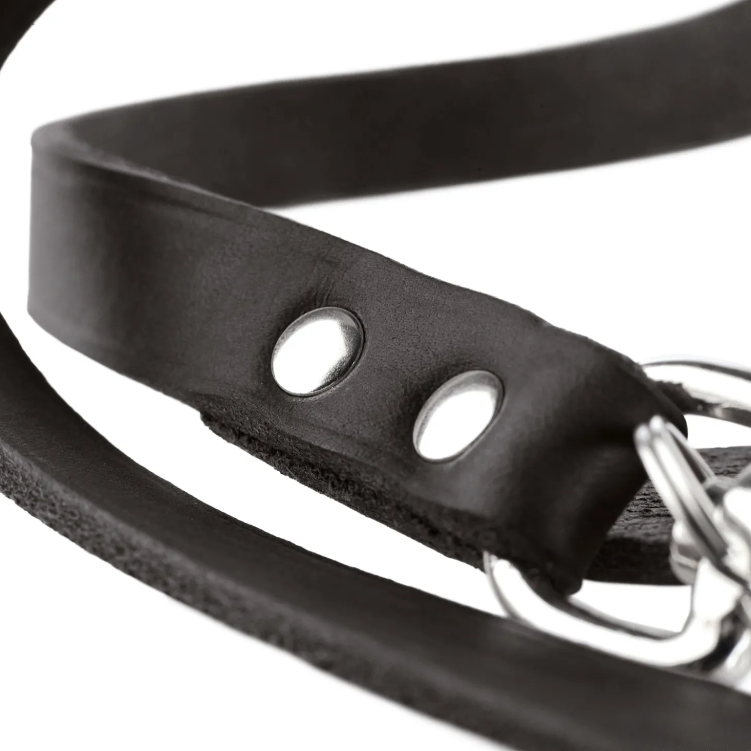 Hunter Verstelbare Looplijn Leder Zwart - Hondenriem