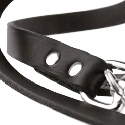 Hunter Verstelbare Looplijn Leder Zwart - Hondenriem