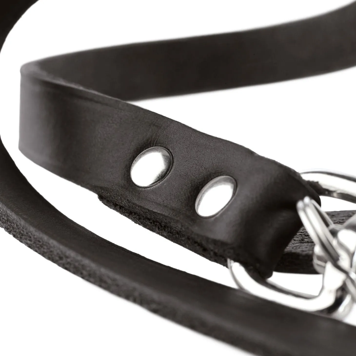 Hunter Verstelbare Looplijn Leder Zwart - Hondenriem