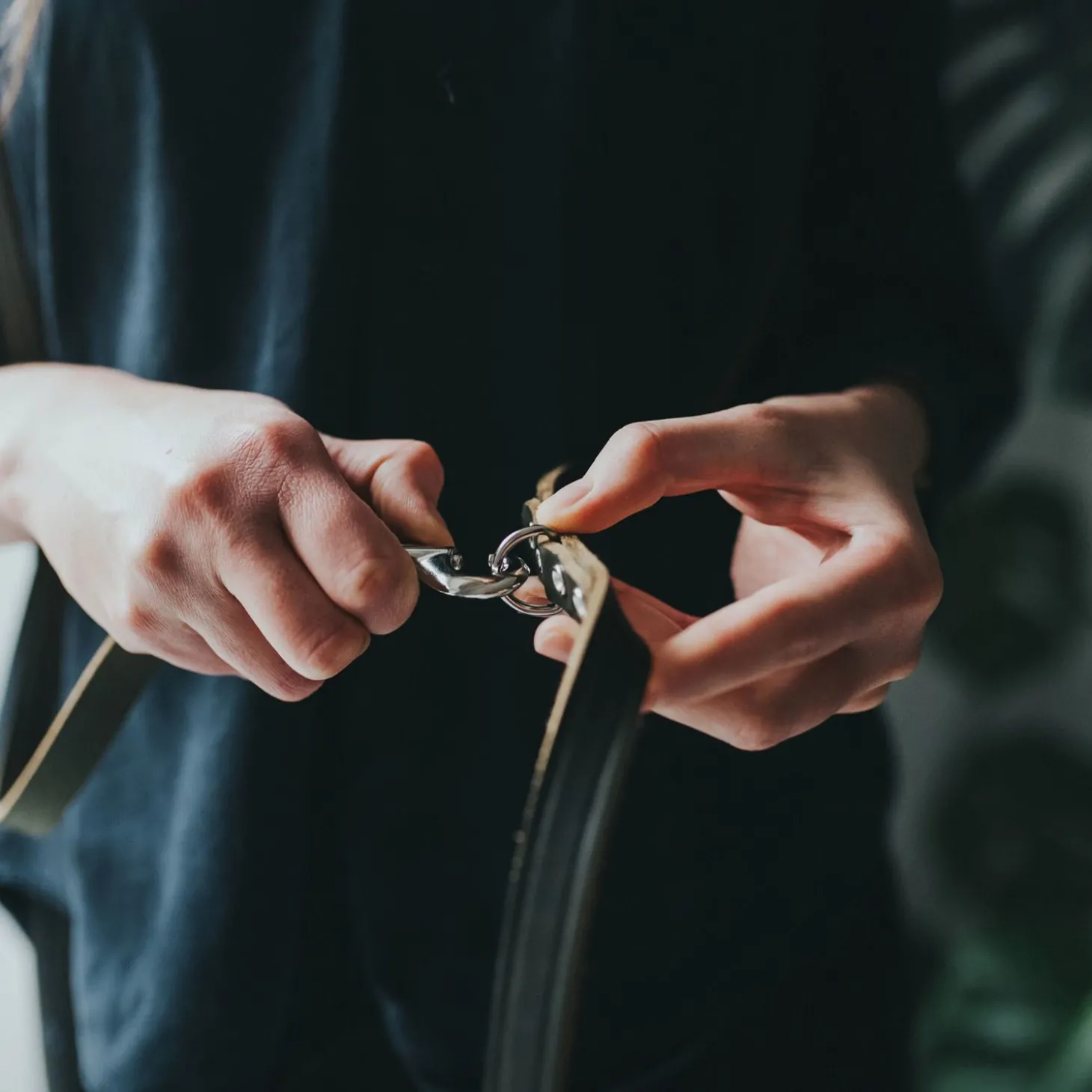 Hunter Verstelbare Looplijn Leder Olijfgroen - Hondenriem