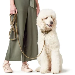 Hunter Verstelbare Looplijn Leder Olijfgroen - Hondenriem