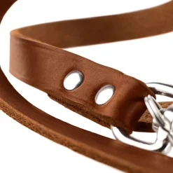 Hunter Verstelbare Looplijn Leder Cognac - Hondenriem