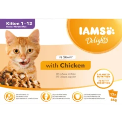 Iams Delights Kitten In Saus - Multipack - Kattenvoer - Kip 12x85 g