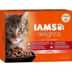 Iams Delights Land&Sea Collection In Saus - Multipack - Kattenvoer - Vlees Vis 12x85 g
