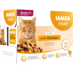 Iams Delights Senior In Jelly - Multipack - Kattenvoer - Kip 12x85 g