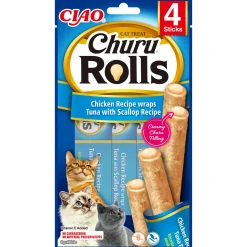 Inaba Churu Rolls - Kattensnack - Kip Tonijn Jacobsschelp 15 g 4 stuks