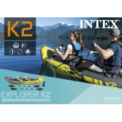 Intex Explorer K2 Kayak Set - 2 Pers - Luchtbedden - 312x91x51 cm Geel Incl. Peddels En Luchtpomp