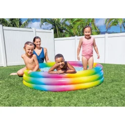 Intex Opblaaszwembad Regenboog Rond 3-Ring - Easy Set Baden - Ø147x33 cm Multi-Color Leeftijd 2+