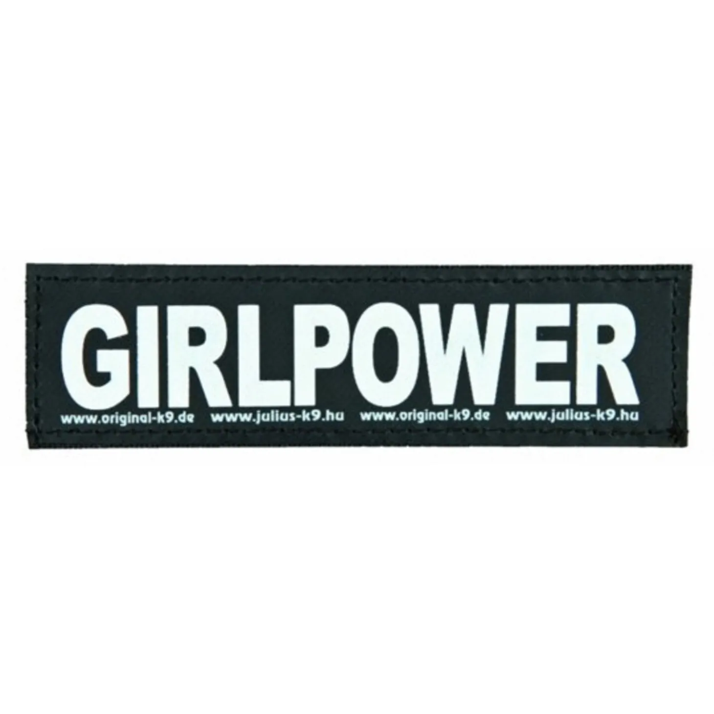 Julius-K9 Klittenband Tekstlabel Girlpower - Hondenharnas - 11x3 cm Zwart S