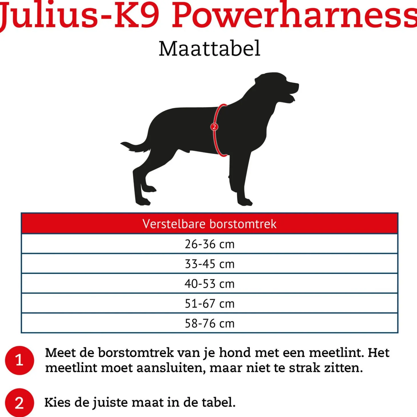 Julius-K9 Powerharness Rood - Hondenharnas