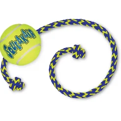 Kong Air Squeaker Ball Met Touw - Hondenspeelgoed - 52 cm Geel Groen Medium