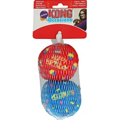 Kong Birthday Ballen - Hondenspeelgoed - Rood Blauw Medium