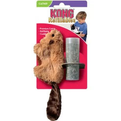 Kong Speeltje Pluche Bever - Kattenspeelgoed - 17 cm Bruin