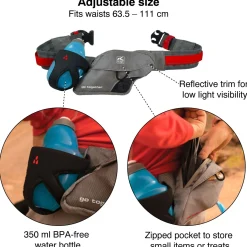 Kurgo K9 Excusion Running Belt - Hondenheupgordel - Grijs Rood