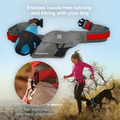 Kurgo K9 Excusion Running Belt - Hondenheupgordel - Grijs Rood
