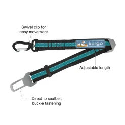 Kurgo Seatbelt Swivel Tether - Hondenautoaccessoire - Blauw Zwart