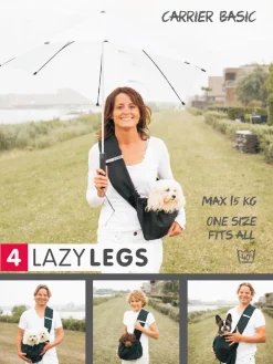 4lazylegs Draagzak - Hondendraagtas - Zwart per stuk Tot 15 Kg