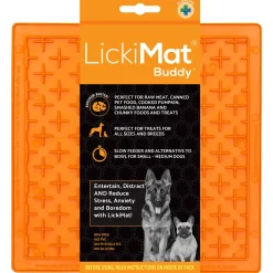 Lickimat Buddy Treat - Slowfeeder Voermat Oranje - Hondenvoerbak