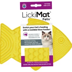 Lickimat Felix - Slowfeeder Voor De Kat - Tegen Schrokken - Kattenvoerbak - 22x16 cm Geel