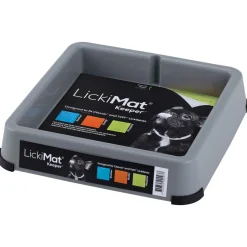 Lickimat Outdoor Keeper - Voederbak/Voederbakhouder Voor Voermat - Hondenvoerbak - 26x26 cm Grijs