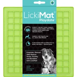 Lickimat Playdate Treat Slowfeeder Voermat - Hondenvoerbak - 20x20 cm Appelgroen
