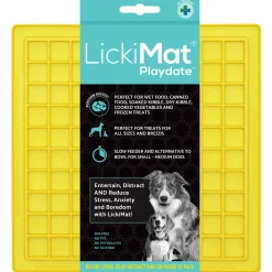 Lickimat Playdate Treat Slowfeeder Voermat - Hondenvoerbak - 20x20 cm Geel
