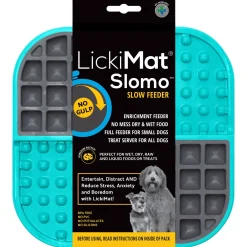 Lickimat Slodog - Slowfeeder Voermat - Hondenvoerbak - 20x20 cm Turquoise Grijs