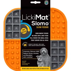 Lickimat Slodog - Slowfeeder Voermat - Hondenvoerbak - 20x20 cm Oranje Grijs