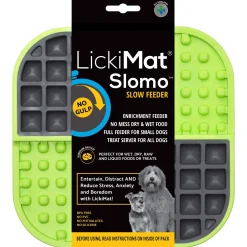 Lickimat Slodog - Slowfeeder Voermat - Hondenvoerbak - 20x20 cm Appelgroen Grijs