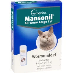 Mansonil All Worm Tablet Cat - Anti wormenmiddel - 2 tab 1 Tab Per 6 Kg Large