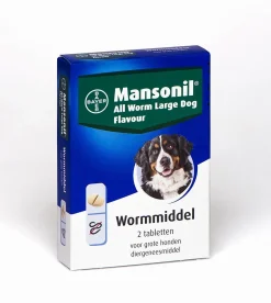 Mansonil All Worm Tablet Large Dog - Anti wormenmiddel - 2 tab Vanaf 10 Kg. 1 Tab Per 35 Kg Large