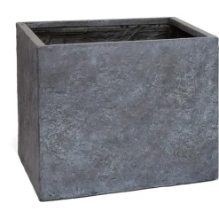 Mega Collections Arizona Cubi Bloempot Vierkant - Bloempotten - Ø23x23 cm Donkergrijs