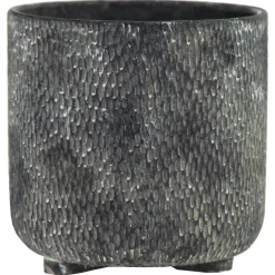 Mega Collections Binnenpot Diara Dent Cylinder - Bloempotten - Ø18x19 cm Donkergrijs