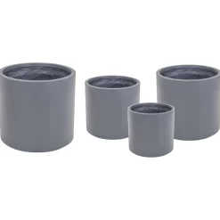 Mega Collections Clayfibre Cilinder Pot S4 - Pot & Plantenbak - D25/46H25/43 cm Grijs