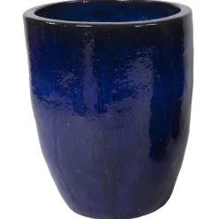 Mega Collections Glazed Egg Vaas - Pot & Plantenbak - Ø54x67 cm Blauw