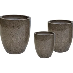 Mega Collections Glazed Egg Vaas S3 - Pot & Plantenbak - D35/54H44/67 cm Bruin