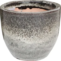 Mega Collections Glazed Egg Pot - Pot & Plantenbak - Ø22x21 cm Bruin