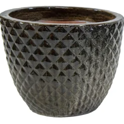 Mega Collections Glazed Pineapple Pot - Pot & Plantenbak - Ø38x30 cm Bruin