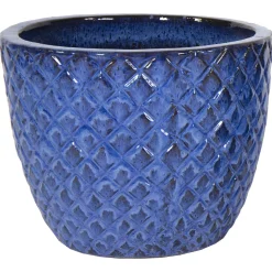Mega Collections Glazed Pineapple Pot - Pot & Plantenbak - Ø29x24 cm Blauw