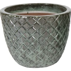 Mega Collections Glazed Pineapple Pot - Pot & Plantenbak - Ø29x24 cm Mosgroen